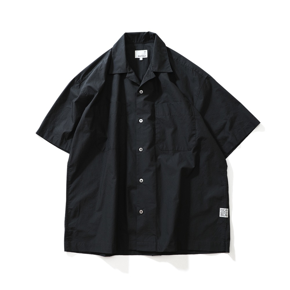 HORLISUNJoshua Solid Extra Typewriter Open Collar Shirts(Black)