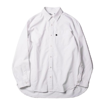 TEXT SLNC X KICK THE BEATSpade Embroidered Relaxed Oxford Shirts(White)