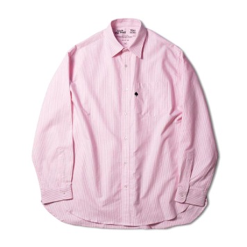 TEXT SLNC X KICK THE BEAT*RESTOCK*Spade Embroidered Relaxed Oxford Shirts(Pink Candy Stripe)