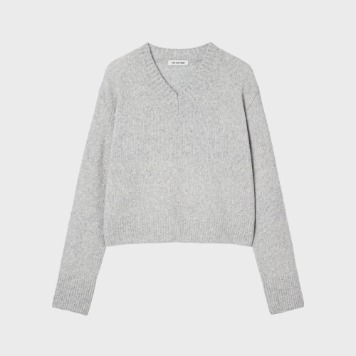 KEI CURRENTBoucle V-neck Sweater(Grey)