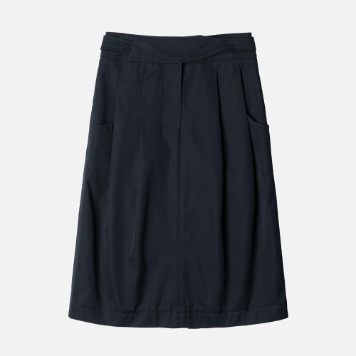 ROUGH SIDEW Blend 2Tuck Skirt(Navy)