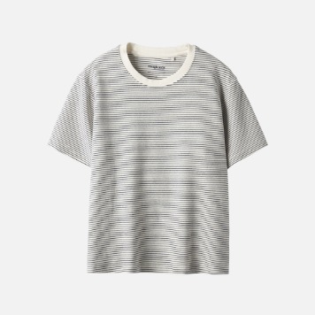 ROUGH SIDEWomen  Soft Stripe 1/2 T-Shirt(Marshmallow)