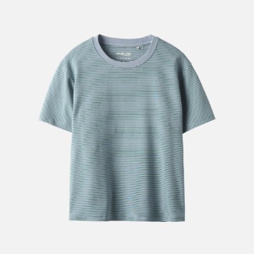 ROUGH SIDEWomen  Soft Stripe 1/2 T-Shirt(Evergreen)
