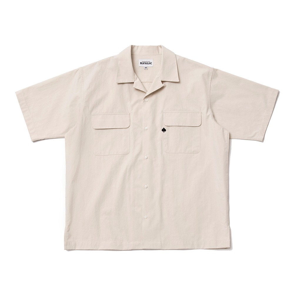 BEAT &amp; SLNCOpen Collar Half Shirts(Light Beige)